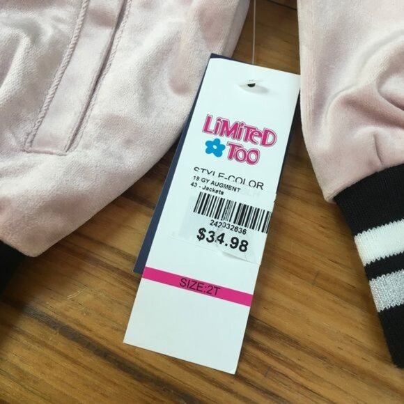 Limited Too Velour Girl's Jacket Size 2T, Pink Black/White - Picture 5 of 5